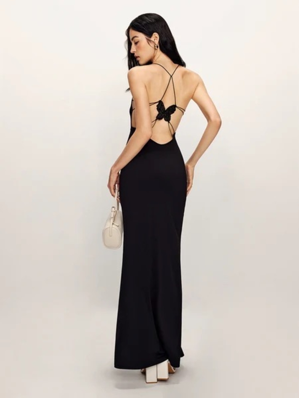 Commense Black Strappy Back Cami Maxi Dress NWT - XS